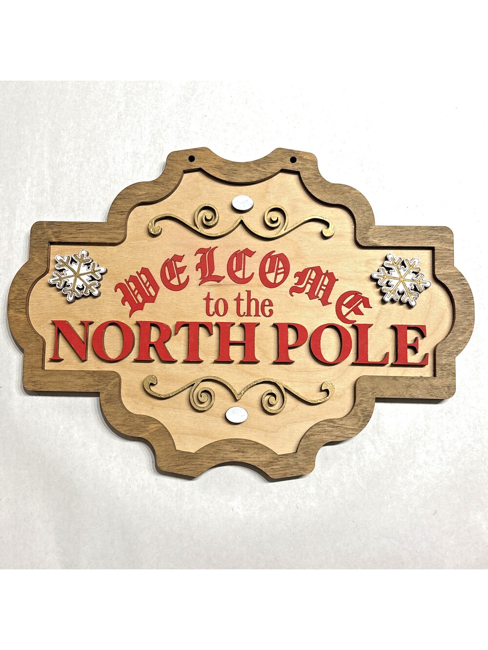 The North Pole, Rustic Christmas Gift/Decor, Wooden Carved Sign/Plaque.